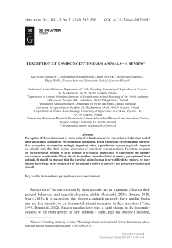Perception of environment in farm animals&ndash;A review