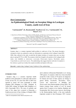 An Epidemiological Study on Scorpion Stings in Lordegan County