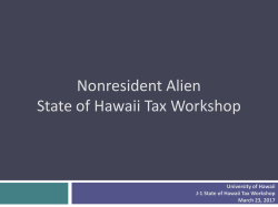 Tax Workshop State - University of Hawaii System