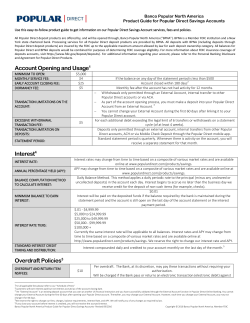 Characteristics and Fees of our High Rise Savings