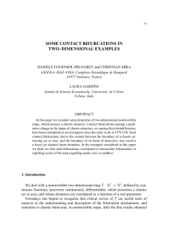 some contact bifurcations in two–dimensional examples