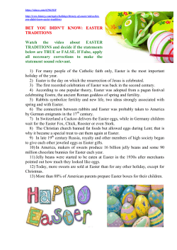 BET YOU DIDN`T KNOW: EASTER TRADITIONS Watch the video