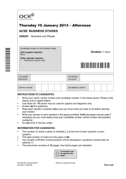 Question paper - Unit A292/01 - Business and people