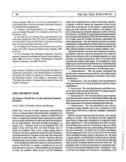 The Chemist`s War. - School of Chemical Sciences