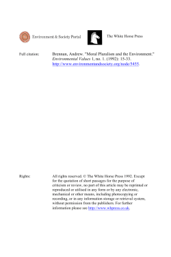 Brennan, Andrew. "Moral Pluralism and the Environment