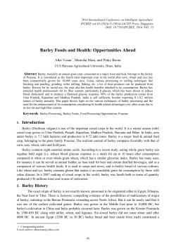 Barley Foods and Health: Opportunities Ahead