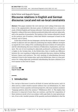 Discourse relations in English and German discourse: Local and not