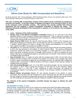 Ethics Case Study for ABC Incorporated and Questions