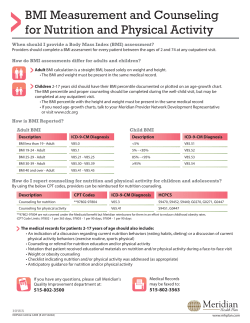 BMI Measurement and Counseling for Nutrition and