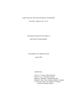 John Graves and the Pastoral Tradition.