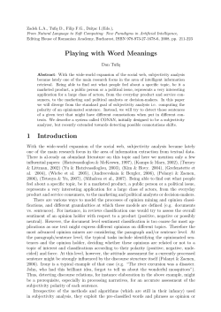Playing with Word Meanings 1 Introduction