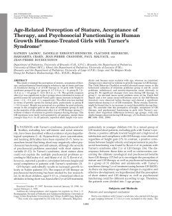 Age-Related Perception of Stature, Acceptance