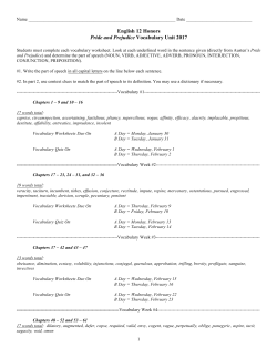 English 12 Honors Pride and Prejudice Vocabulary Unit 2017