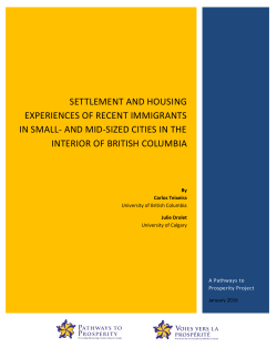 settlement and housing experiences of recent immigrants in small