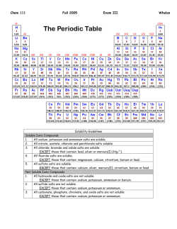 Chem 111 Fall 2005 Exam III Whelan