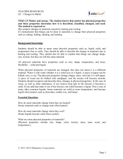TEACHER RESOURCES G2 – Changes in Matter