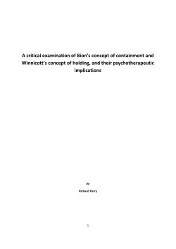 A critical examination of Bion`s concept of containment and