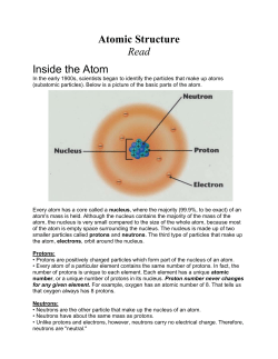 Atomic Structure Read Inside the Atom