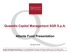 Quaestio Capital Management SGR S.p.A. Atlante Fund Presentation