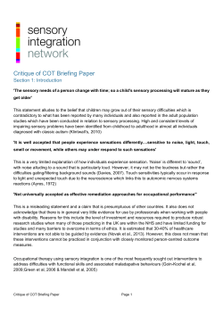 Critique of COT Briefing Paper