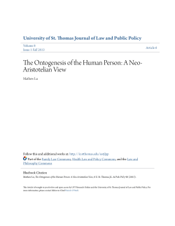 The Ontogenesis of the Human Person