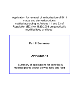 Application for renewal of authorization of Bt11 maize and
