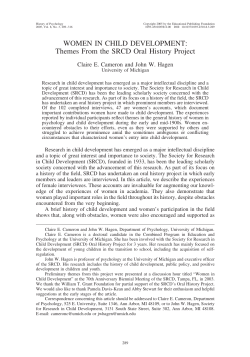 WOMEN IN CHILD DEVELOPMENT: Themes From the SRCD Oral