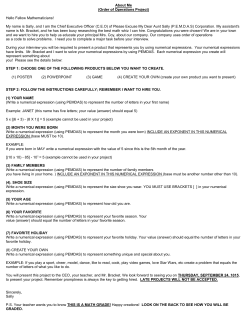 About Me (Order of Operations Project) Hello Fellow Mathematicians