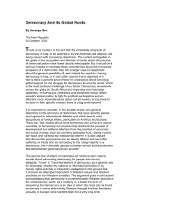 "Democracy and Its Global Roots"