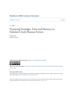 Practicing Nostalgia: Time and Memory in Nabokov`s Early Russian