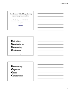 Motivating Opening for an Outstanding Conference Meticulously