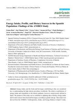 Energy Intake, Profile, and Dietary Sources in the Spanish