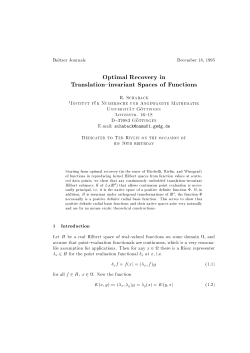 Optimal Recovery in Translation{invariant Spaces of Functions