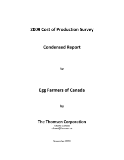 2009 Cost of Production Survey Condensed Report Egg Farmers of
