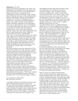 John Donne (1572-1631) has been a poet of major importance to