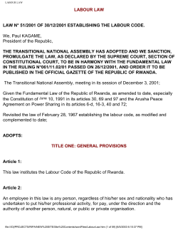 Rwanda - Code du travail