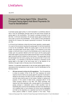 Trustee and Paying Agent FAQs : Should the Principal