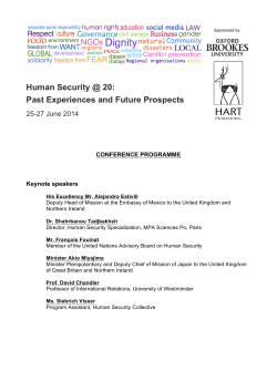 Human Security @ 20: Past Experiences and Future Prospects