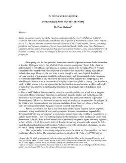 PUTIN`S PATH TO POWER (forthcoming in POST