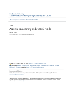 Aristotle on Meaning and Natural Kinds - The ORB