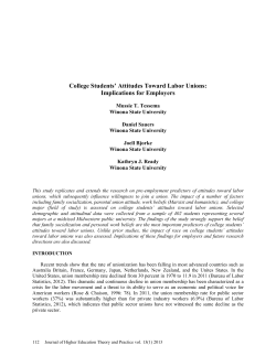 College Students` Attitudes Toward Labor Unions: Implications for