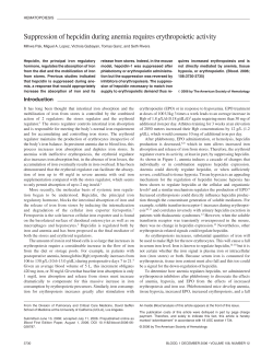 Suppression of hepcidin during anemia requires erythropoietic activity