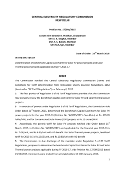 Determination of Benchmark Capital Cost Norm for Solar PV power