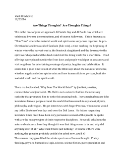 Are Thoughts Things? - First Presbyterian Church of Owasso