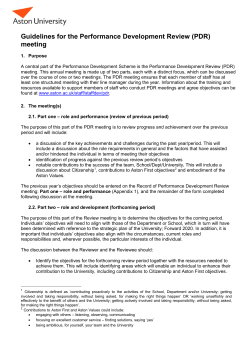 Guidelines for the Performance Development Review (PDR) meeting