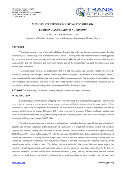 Memory Strategies: Boosting Vocabulary Learning and