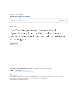 The Canadian government&acirc;&bull;Žs recent shift of diplomacy away from