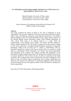 Free Will Beliefs and Moral Responsibility: Disbelief in Free Will