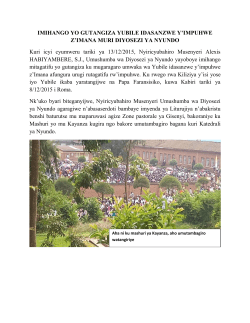 IMIHANGO YO GUTANGIZA YUBILE IDASANZWE Y`IMPUHWE Z