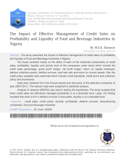 The Impact of Effective Management of Credit Sales onProfitability